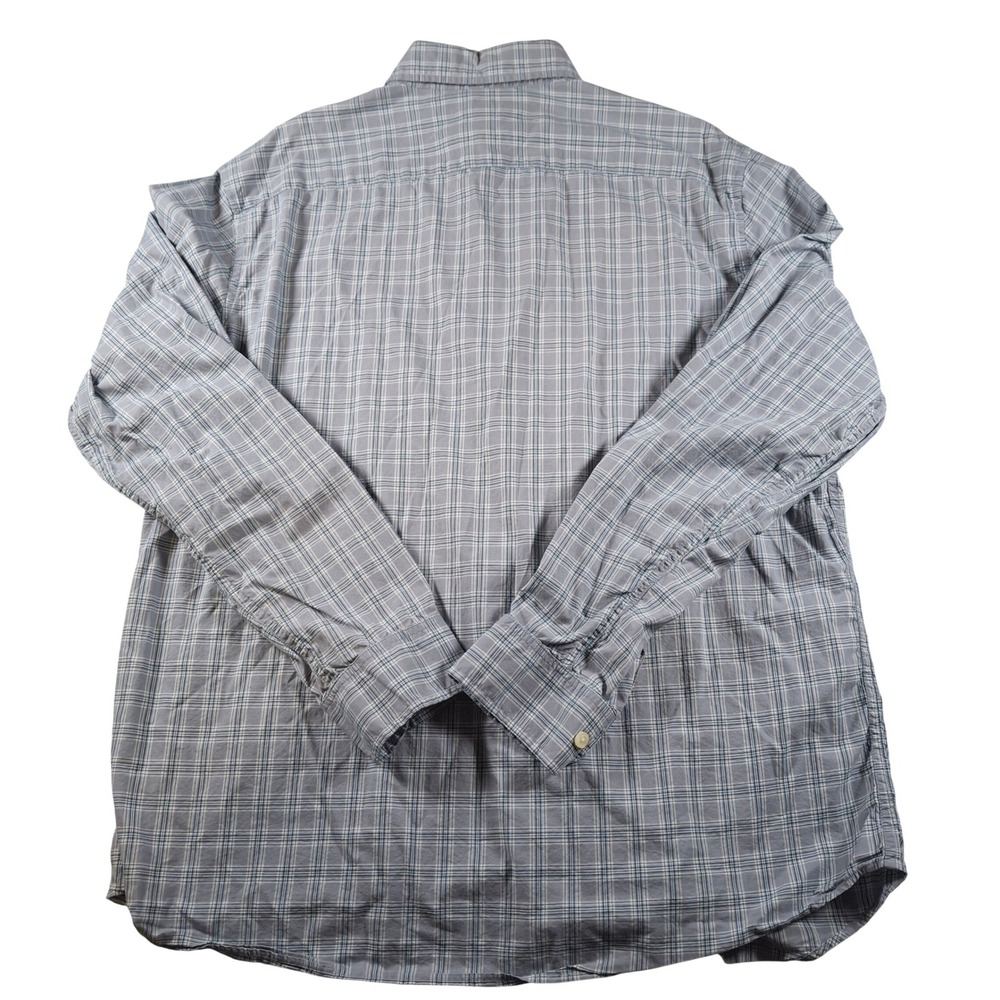Banana Republic Mens XL Untucked Fit Organic Cotton Plaid Button Down Shirt Blue - Picture 7 of 8